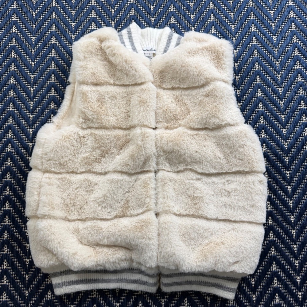 Splendid Faux Fur Vest Kids Size 7-8 Cream